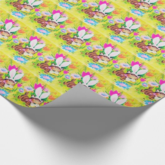 Retro-Vintag-Osterkatze-Feier Geschenkpapier (Ecke)