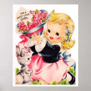 Retro-Vintag-Ostern-Girl-Deko-Plakat Poster