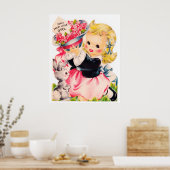 Retro-Vintag-Ostern-Girl-Deko-Plakat Poster (Küche)