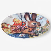 Retro Vintag Ostersonniges Party Pappteller (Schrägansicht)