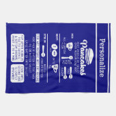 Retro Vintag Pancake Rezept Navy Blau Weiß Geschirrtuch (Horizontal)