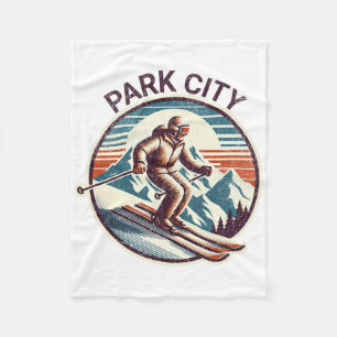 Retro Vintag Park Stadt Utah Skigebiet Winter Ski Fleecedecke