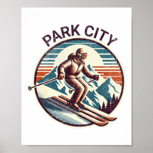 Retro Vintag Park Stadt Utah Skigebiet Winter Ski Poster