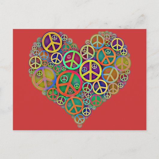 Retro Vintag Peace Heart Postkarte (Vorderseite)