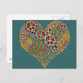 Retro Vintag Peace Heart Postkarte (Vorne/Hinten)