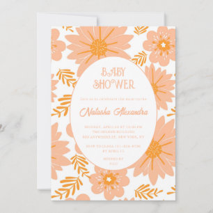 Retro Vintag Peach Fuzz Orange Blume Muster Einladung