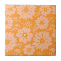 Retro Vintag Peach Fuzz Orange Blume Muster