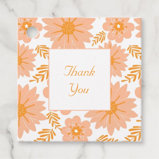 Retro Vintag Peach Fuzz Orange Blume Muster Geschenkanhänger (Vorderseite)