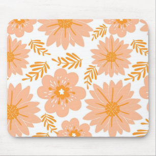Retro Vintag Peach Fuzz Orange Blume Muster Mousepad