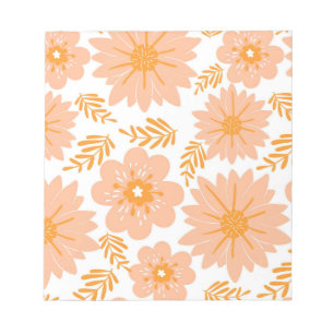 Retro Vintag Peach Fuzz Orange Blume Muster Notizblock