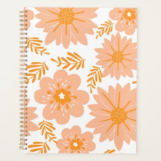 Retro Vintag Peach Fuzz Orange Blume Muster Planer (Vorderseite)