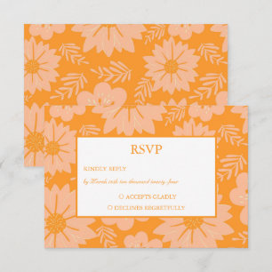 Retro Vintag Peach Fuzz Orange Blume Muster RSVP Karte