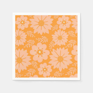 Retro Vintag Peach Fuzz Orange Blume Muster Serviette