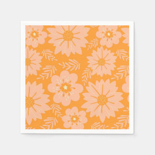 Retro Vintag Peach Fuzz Orange Blume Muster Serviette