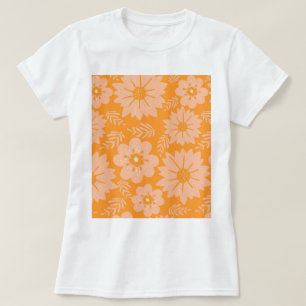 Retro Vintag Peach Fuzz Orange Blume Muster T-Shirt