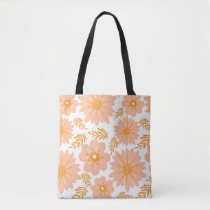 Retro Vintag Peach Fuzz Orange Blume Muster Tasche