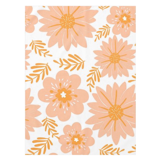 Retro Vintag Peach Fuzz Orange Blume Muster Tischdecke (Vorderseite)