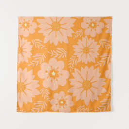 Retro Vintag Peach Fuzz Orange Blume Muster Wandteppich