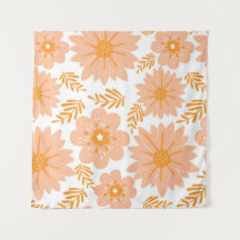 Retro Vintag Peach Fuzz Orange Blume Muster