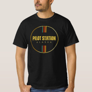 Retro Vintag Pilot Station Stadt alaska Staat 70er T-Shirt