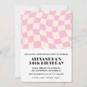 Retro Vintag Pink 34. Geburtstag Einladung (Vorderseite)