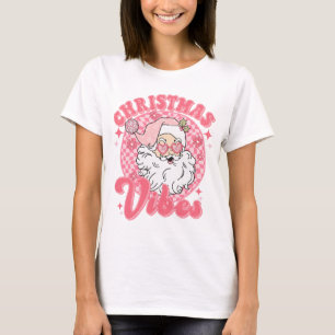Retro Vintag Pink Christmas Vibes Festival T-Shirt