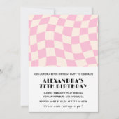 Retro Vintag Pink Karriere 77. Geburtstag Einladung (Vorderseite)