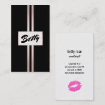 Retro Vintag Pink KissingLippen Gold Strip Beauty