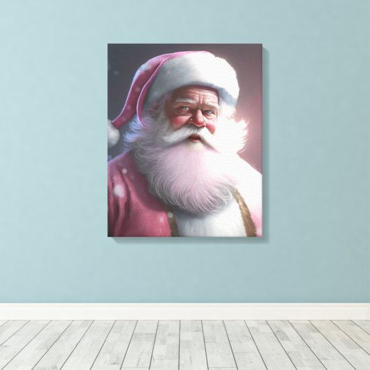 Retro Vintag Pink Santa Claus Leinwanddruck (Insitu (Holzboden))