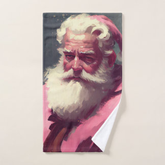 Retro Vintag Pink Santa Claus - Ölfarbene Imitate  Badhandtuch Set