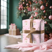 Retro Vintag Pink Weihnachten Weihnachtsmann Monog Geschenkpapier