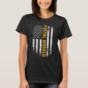 Retro Vintag Postal Worker American Flag US Posta T-Shirt