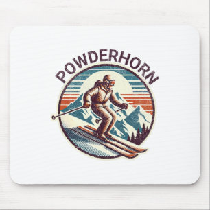 Retro Vintag Powderhorn Colorado Ski Resort Winte Mousepad