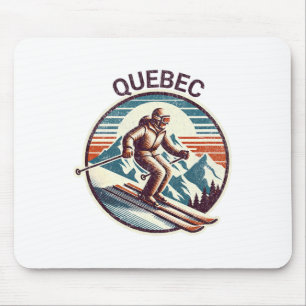 Retro Vintag Quebec Canada Ski Resort Winter Skii Mousepad