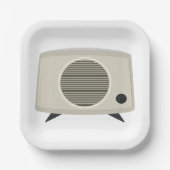 Retro Vintag Radio Mitte des Jahrhunderts Moderne  Pappteller (Vorderseite)