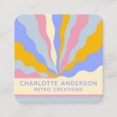 Retro Vintag Rays Abstrakter Trendname Quadratische Visitenkarte (Vorderseite)