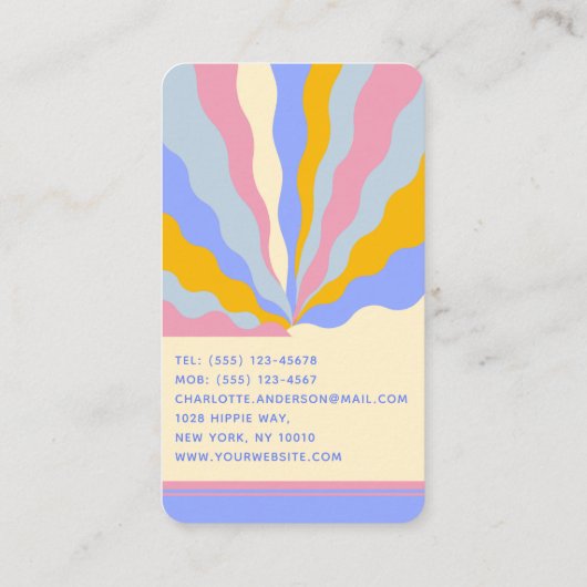 Retro Vintag Rays Abstrakter Trendname Visitenkarte (Rückseite)