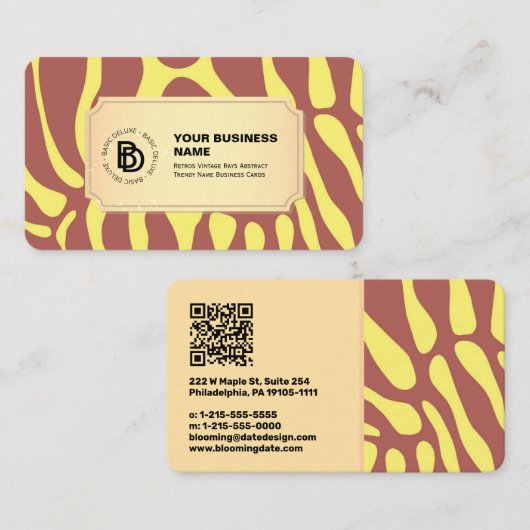 Retro Vintag Rays Abstrakter Trendname Visitenkarte (Vorne/Hinten)