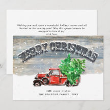 Retro Vintag Red Farm LKW Weihnachtsgrüße