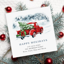 Retro Vintag Red Farm LKW Weihnachtsgrüße