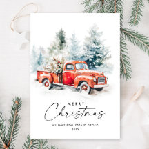 Retro Vintag Red Farm Truck Weihnachten Unternehme