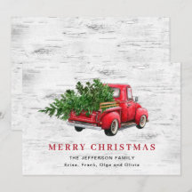 Retro Vintag Red Farm Truck Weihnachtsbaum Boho