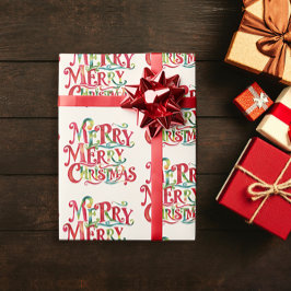 Retro Vintag Red Frohe Weihnachten Wasserfarbe Typ Geschenkpapier