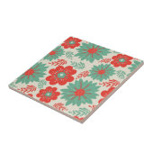 Retro Vintag Red Green Floral Fliese (Seite)