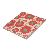 Retro Vintag Red Green Floral Fliese (Seite)