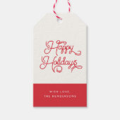 Retro Vintag Red Happy Holidays Geschenkanhänger (Vorderseite)