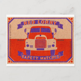 Retro Vintag Red Truck Matchbox Postkarte