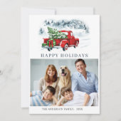 Retro Vintag Red Truck Weihnachten Gruß 2 FOTO (Vorderseite)