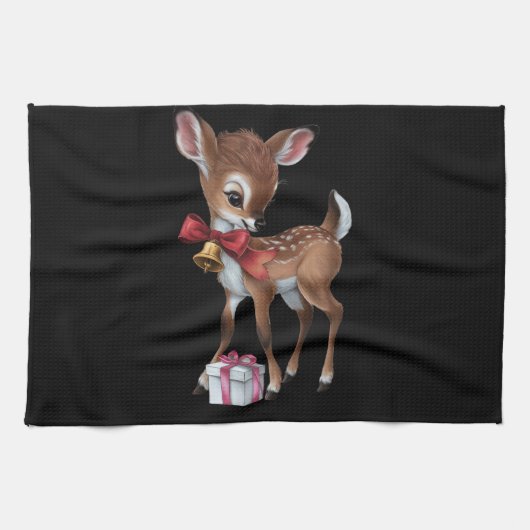 Retro Vintag Reindeer Pink Christmas Baby Dealer Geschirrtuch (Horizontal)