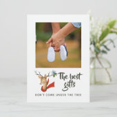 Retro Vintag Rentier Weihnachtsbaby erwartet Ankündigung (Stehend Vorderseite)